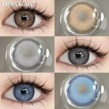 FUNSACHY Новые модные контактные линзы 14,2 мм Цветные контактные линзы для глаз Синие натуральные линзы Серые зрачки Макияж для глаз Косметика Ежегодно IKEREL-GRAY