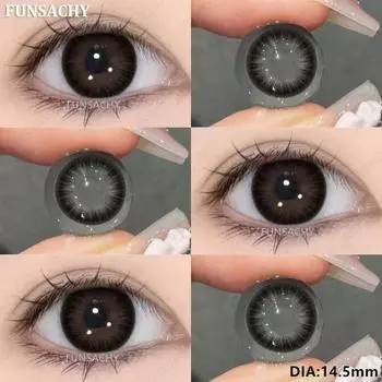 Funsachy Новые натуральные цветные контактные линзы для глаз Y2K черные линзы корейского стиля Colorcon синие линзы серый зрачок ежегодные