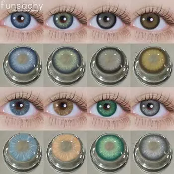 FUNSACHY Синие контактные линзы Глазные линзы Цветные контактные линзы для глаз Коричневые линзы Ежегодная косметическая линза для зрачка Цветные линзы