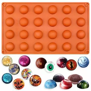FUNSHOWCASE Силиконовая форма для шоколада Полукруг Полусфера 24 шт. Маленькие кондитерские инструменты Кухонная утварь Кулинарные принадлежности Круглые сладости из оргонита