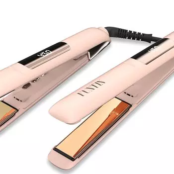 FUNTIN S10 Hair Flat Iron Pure Titanium Flat Iron for Hair Straightening 2 IN 1 Iron Inside Straightening, - 100% (1 inch) (Baby Pink)