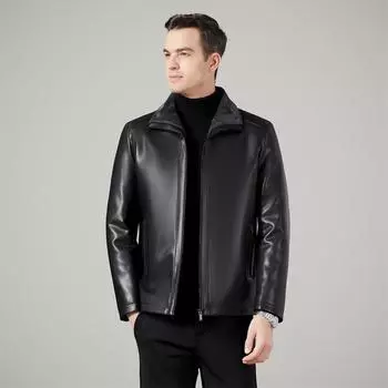 Fur all-in-one leather jacket men s father s wear thickened genuine leather jacket men s new middle-aged and elderly jacket plus velvet sheepskin 170