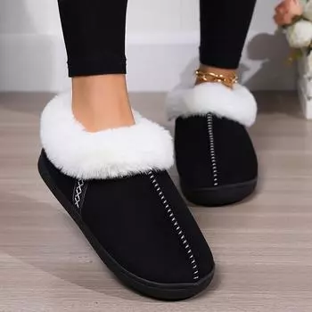 Fur Ankle Fluffy Slippers Women Winter Warm Plush Indoor Home Slippers 36-37