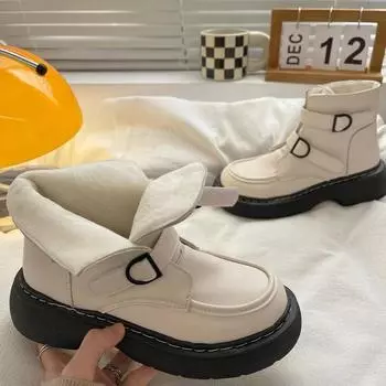 Fur Booties Chunky Female Short Shoes Round Toe Women s Ankle Boots Platform New Rock Pu Goth Sale Fashion 2024 Designer Luxury 35