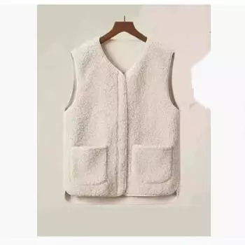 Fur Integrated Granular Fleece Vest Women s Western Style Autumn and Winter Fashion Granular Fleece Waistcoat Outer Wear Vest Outer XXXXXL