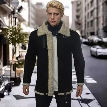 Fur Integrated Men s Jacket Thickened Jacket S чёрный
