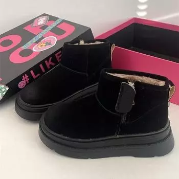 Fur integrated Northeast snow boots women s winter 2024 new non-slip matte leather piled thickened warm short boots 35 хаки