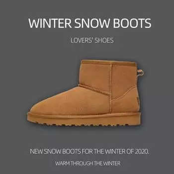 Fur integrated winter velvet thickened leather Northeast cotton shoes women s waterproof, non-slip and warm couple snow boots men 35