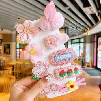 Fur Rabbit Knit Pet Hairpin Accessories Set Autumn Winter Cute Girl Boy Party Dog Grooming Bows Yorkshire Long Hair Animal Goods 3-4cm