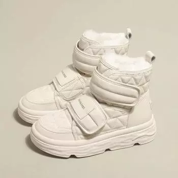 Fur White Boots Women Padded Cotton Shoes High top Shoes Winter Footwear Round Toe Outdoors Thick Bottom Warm Fur Women Boots 35 чёрный