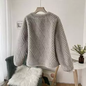 Fur winter new high-end crew neck fur integrated coat women s imitation lamb fur coat S