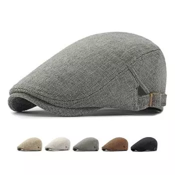 Фуражка мужская берет весна лето хлопок лен дышащая удобная кепка вперед кепка светло-серый