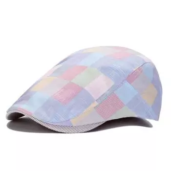 Фуражка мужская и женская клетчатая берет весна лето и осень дышащая кепка британский форвард повседневная клетчатая шляпа Bud Adjustable розовый