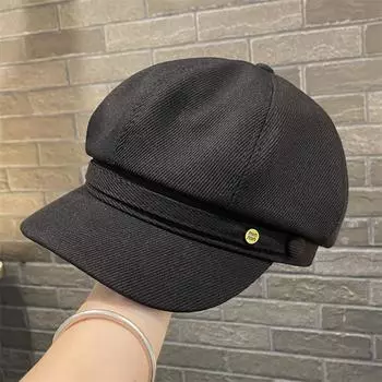 Фуражка женская мода универсальный маленький берет весна и лето британский ретро большой окружность головы художник восьмиугольная шляпа M56-58cm хаки