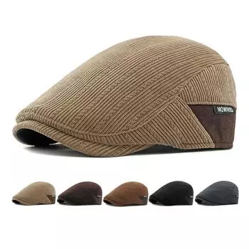 Фуражка женская осенне-зимняя толстая теплая вельветовая берет британская ретро-кепка мужская кепка хаки