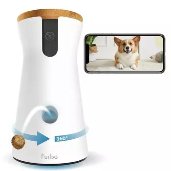 Furbo Dog Camera View Furbo Pet Camera для собак и дома Автоматическая совместимая с Совместимость с iPhone Кошки [Новая модель] - 360° Кошки, сидящие, белый