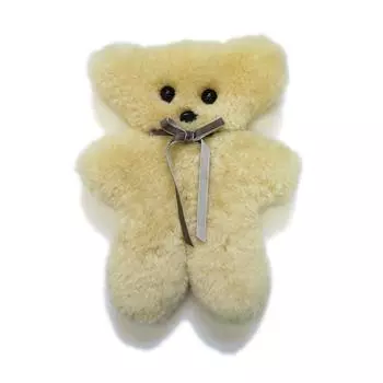 FURFURMOUTON Mouton Cute Teddy Bear [Genuine Shearling Gentle Stuffed Toy] Bear Fluffy Fluffy Mouton Teddy Bear (Coco (Beige))