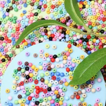 Фурнитура 500 шт. акрил для изготовления ювелирных изделий Ювелирные аксессуары DIY ремесла материал ручной работы свободные бусины 4 мм разноцветные однотонные цвета about 500Pcs 4mm