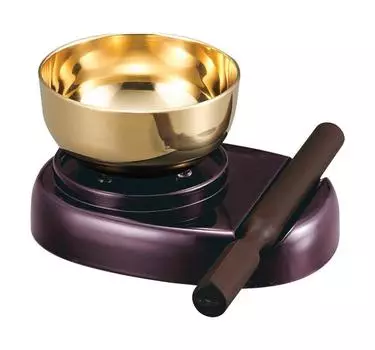 Фурнитура для буддийского алтаря Sunmeny Rin Rin Set, латунь, набор из 3 предметов, дюймов, с палочкой Rin и подставкой, сделано в Японии Sunmeny 2.5