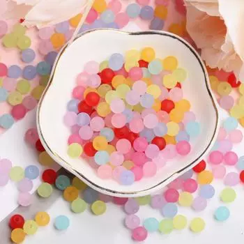 Фурнитура конфетного цвета ручной работы Материал для изготовления ювелирных изделий Глазурь Круглые бусины Аксессуары Мода Акрил 200 шт DIY Ремесла 1