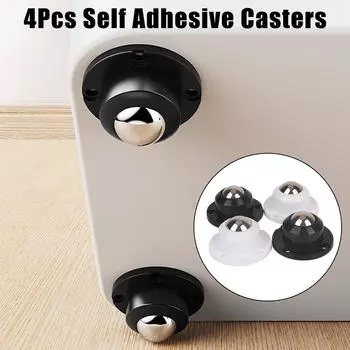 Furniture Accessories Self Adhesive Caster For Desk Chair Casters Mini Swivel Wheels Stainless Steel 360° Rotation Pulley 4Pcs белый