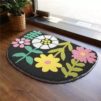Furry semicircular bathroom non-slip foot mat household shower room absorbent mat dirt-resistant mat entrance mat 400MMx600MM