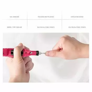 Fushia Pink USB Electric Nail Drills Kit Remove Polish Manicure Pedicure 6pcs Nail File Sanding Bands Machine Nail Art Pen