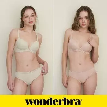 Fusing volume no-wire bra and panties 4-piece set olive green + beige WBW4N3435_T 80B(95)