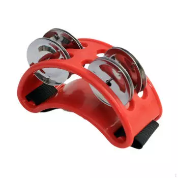 Фут-табурин 4 колокольчика концертный ритм ударный музыкальный инструмент шейкер укулеле зелёный