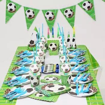 Футбол Футбол День рождения Украшения Футбольная тематика Одноразовая посуда для вечеринок Чашки Тарелки Баннер Дети Мальчик Футбольная вечеринка