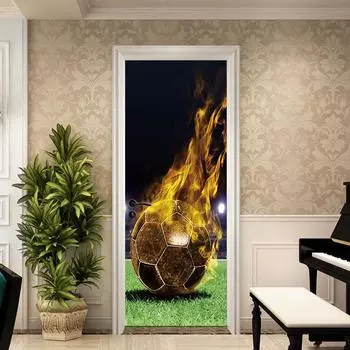 Футбол на детской площадке, дверные наклейки, ретро-декоративная наклейка, самоклеящиеся водонепроницаемые обои, настенный декор 77X200xm