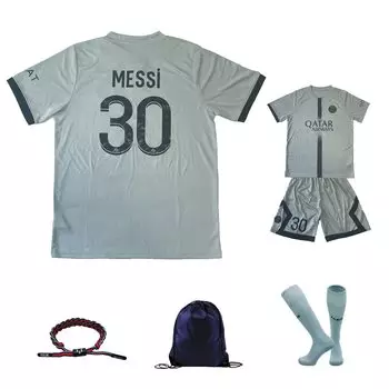 Футбольная форма PSG Paris AWAY Messi детская взрослая форма номер тренировочная одежда дышащая быстросохнущая настоящая юниорская реплика майки 22-23 Saint-Germain