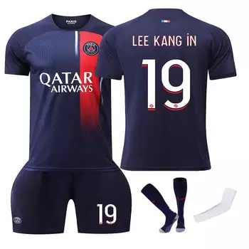 Футбольная форма PSG Paris Navy Uniform Номер 19 Lee Training Wear для детей и взрослых Дышащая Быстросохнущая Реплика Present 23-24 Saint-Germain