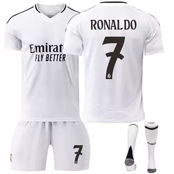 Футбольная форма Real Madrid Home Ronaldo, форма, номер 7, Ronaldo для взрослых и тренировок, спортивная футболка, комплект из верхней и нижней части с носками [HEMEY] 24-25