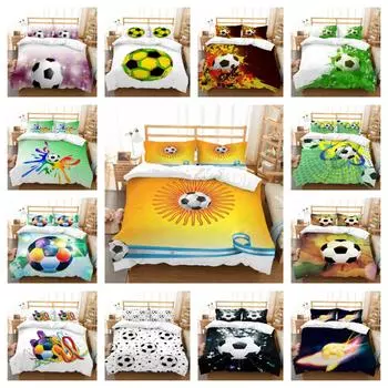 Футбольная картина, покрывало на кровать, костюм, домашняя постельная одежда, комплект пододеяльников с королевой, модный комплект постельных принадлежностей UK Single 135x200cm