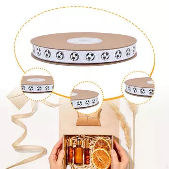 Футбольная лента длиной 19,9 ярда шириной 1 см со спортивным рисунком для рукоделия, подарочной упаковки белый