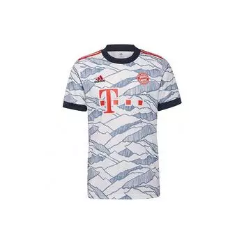 Футбольная майка Adidas Training Sports с коротким рукавом, Fan Edition, сезон 2021–2022 гг., Мужские выездные футболки Bayern Мюнхен, белые GM5315 L