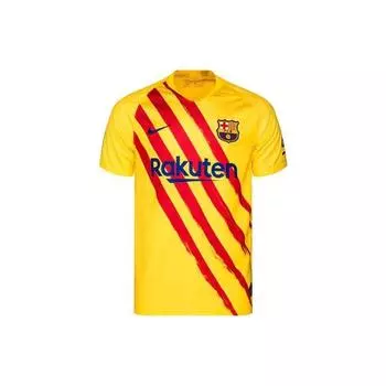 Футбольная майка Nike с круглым вырезом и короткими рукавами, сезон 19–20, мужские топы ФК Барселона, желтые CT2527-727 S