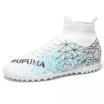 Футбольная обувь с высоким берцем TF с измельченными ногтями, мужская и женская обувь для взрослых, детская обувь для ногтей, тренировочная обувь, футбольные бутсы с искусственной травой 35 чёрный