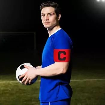 Футбольная повязка на руку Портативные спортивные повязки на руку Регулируемая эластичная повязка на руку Капитанские повязки Футбольный капитан Групповые соревнования Подарок синий