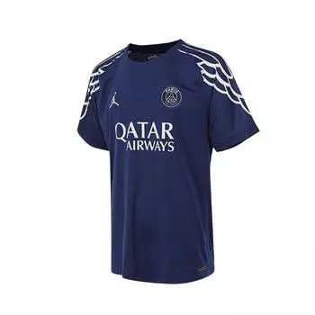 Футбольная реплика стадионной четвертой формы Air Jordan Paris Saint-Germain 2024/25 с технологией Dri-FIT Синий вакуум/Фантом/Фантом Мужские топы HJ0865-493 XS
