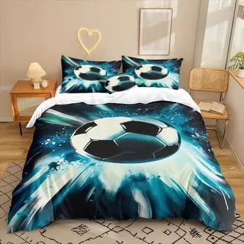 Футбольная серия 3D цифровая печать комплект постельного белья из трех предметов простыня пододеяльник 90 * 200 two-piece set