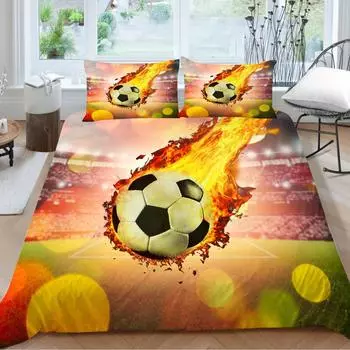 Футбольная серия Постельное белье из трех предметов Комплект из 3D-цифровой печати Полиэстер Электронная коммерция Цельный комплект может быть EU single 135*200
