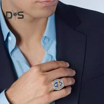 Футбольное чемпионское кольцо с двойным покрытием из кубического циркония, ожерелье, браслет, кулон, трофей победителя футбольной лиги, наградное кольцо 9cm A