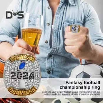 Футбольное чемпионское кольцо с двойным покрытием из кубического циркония, ожерелье, браслет, кулон, трофей победителя футбольной лиги, наградное кольцо 13