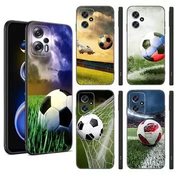 Футбольное поле черный силиконовый чехол для телефона Xiaomi POCO X3 X4 NFC F3 F4 GT F5 M3 M4 M6 X5 X6 Pro 5G C55 C65 M5 POCO M4 Pro 4G