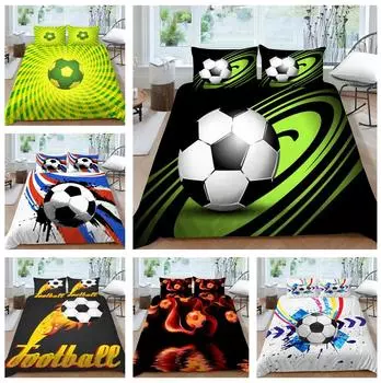 Футбольное постельное белье для спальни, пододеяльник, наволочка, полноразмерный комплект двуспальной кровати, 2/3 шт. из микрофибры, мягкая домашняя одежда Baby 100x135cm