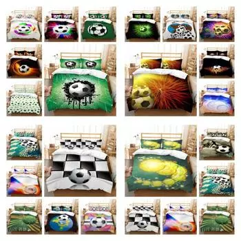 Футбольное постельное белье, уникальный дизайн, домашние покрывала из полиэстера, постельные принадлежности королевского размера, комплекты пододеяльников, мягкие комплекты постельного белья UK Single 135x200cm