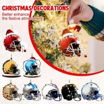 Футбольное украшение для рождественской елки, украшение в виде американского футбольного шлема и наплечника, 2D-украшение в виде футболиста плоской формы One Size