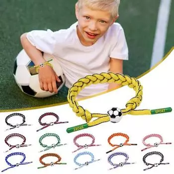 Футбольные браслеты, регулируемые командные игроки, браслеты на шнурке дружбы, браслет с футбольным фанатом для девочек и мальчиков небесно-голубой